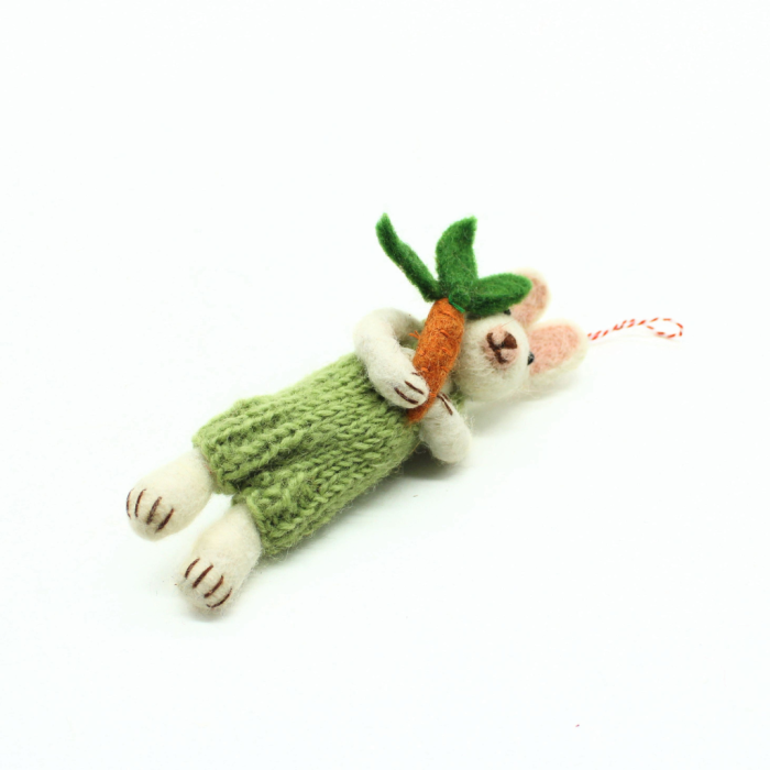 Handmade Felt Easter Bunny Ornament with Carrot - Image 5