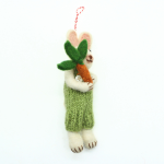 Handmade Felt Easter Bunny Ornament with Carrot - Image 3