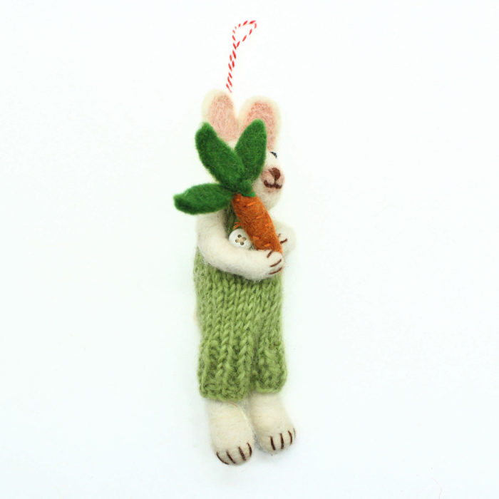 Handmade Felt Easter Bunny Ornament with Carrot - Image 3