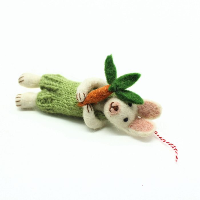 Handmade Felt Easter Bunny Ornament with Carrot - Image 2